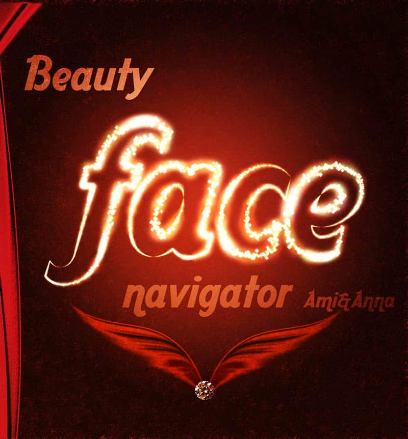 Beauty face navigatorと書いたキラキラ光るテキストエフェクト