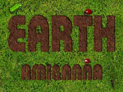 EARTHと書いた土と芝生のテキストエフェクト