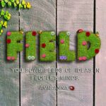 FIELDと書いた草とバラの花のテキストエフェクト