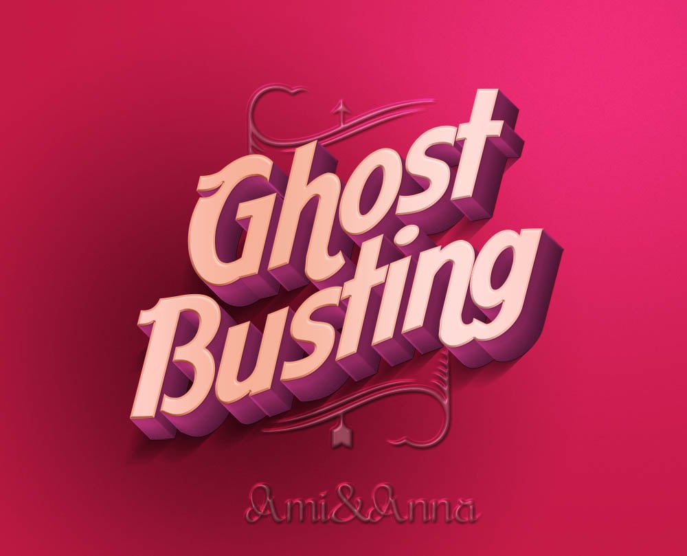 Ｇhost Busting と書いたピンクの3Ｄテキストエフェクト